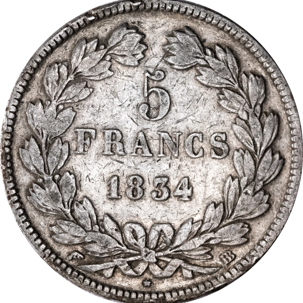 Restored Monarchy - 5 Francs Ecu Louis-Philippe 1834 Strasbourg