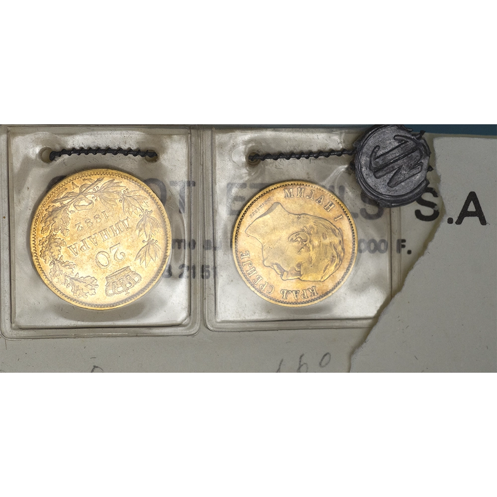 Serbie-Lot de 10 et 20 dinars ou Milan IV 1882 Vienne
